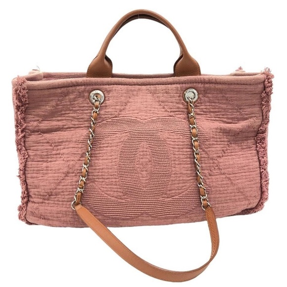 AUTHENTIC Chanel Double Face Deauville Fringe GM Coco Pink Tote Bag - Picture 1 of 12
